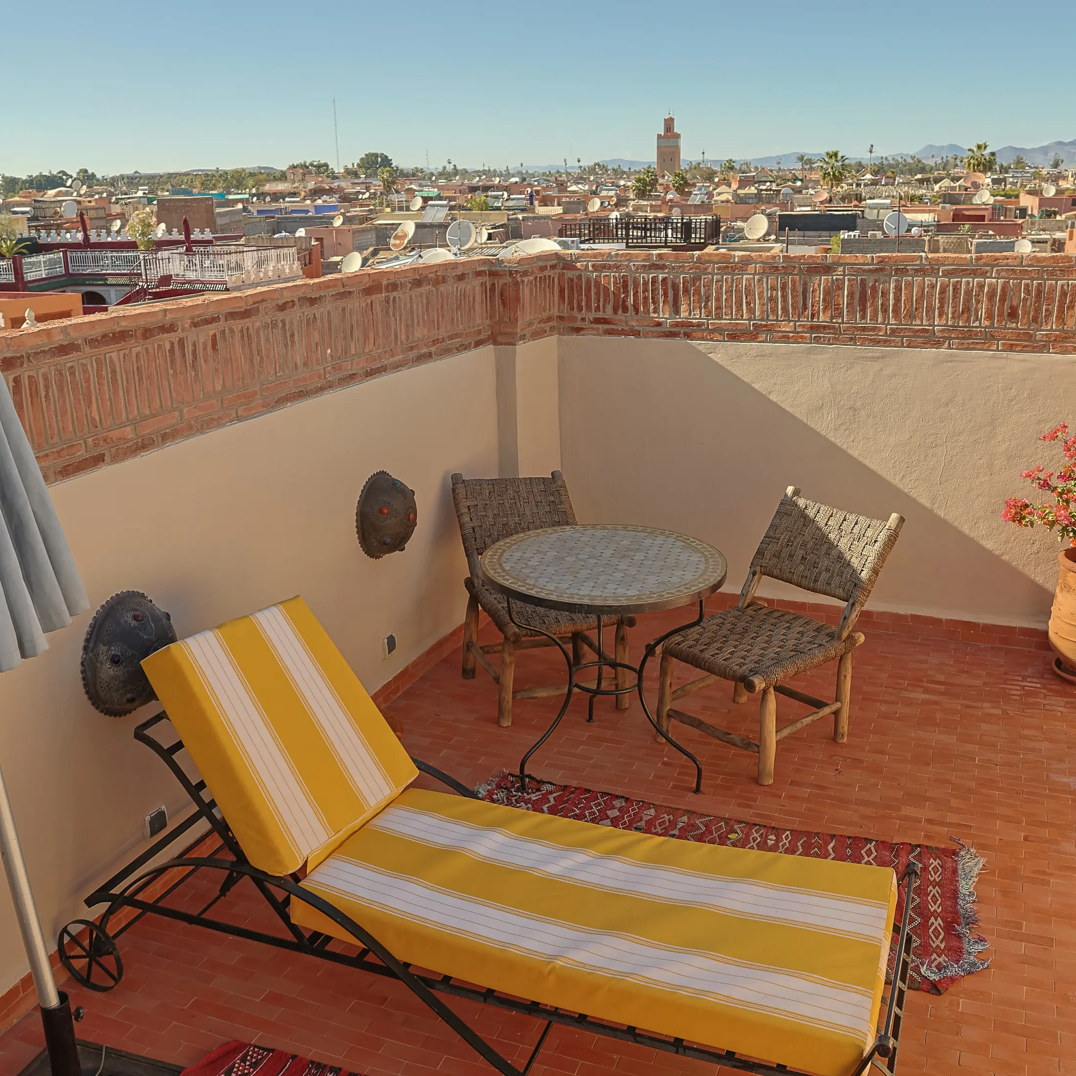 The rooftop Horizon Room terrace with views over Marrakech